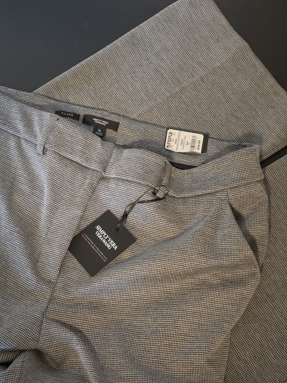 Simply Vera Vera Wang Gray Micro-Check Dress Pants